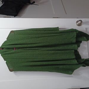 Green Knit Drapey Sweater Wrap Poncho Shrug Cardigan Small Med
